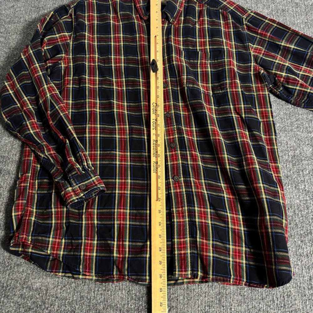 LL Bean Scotch Plaid Flannel Shirt Mens XL Blue Traditional Fit Button Down - Picture 8 of 11